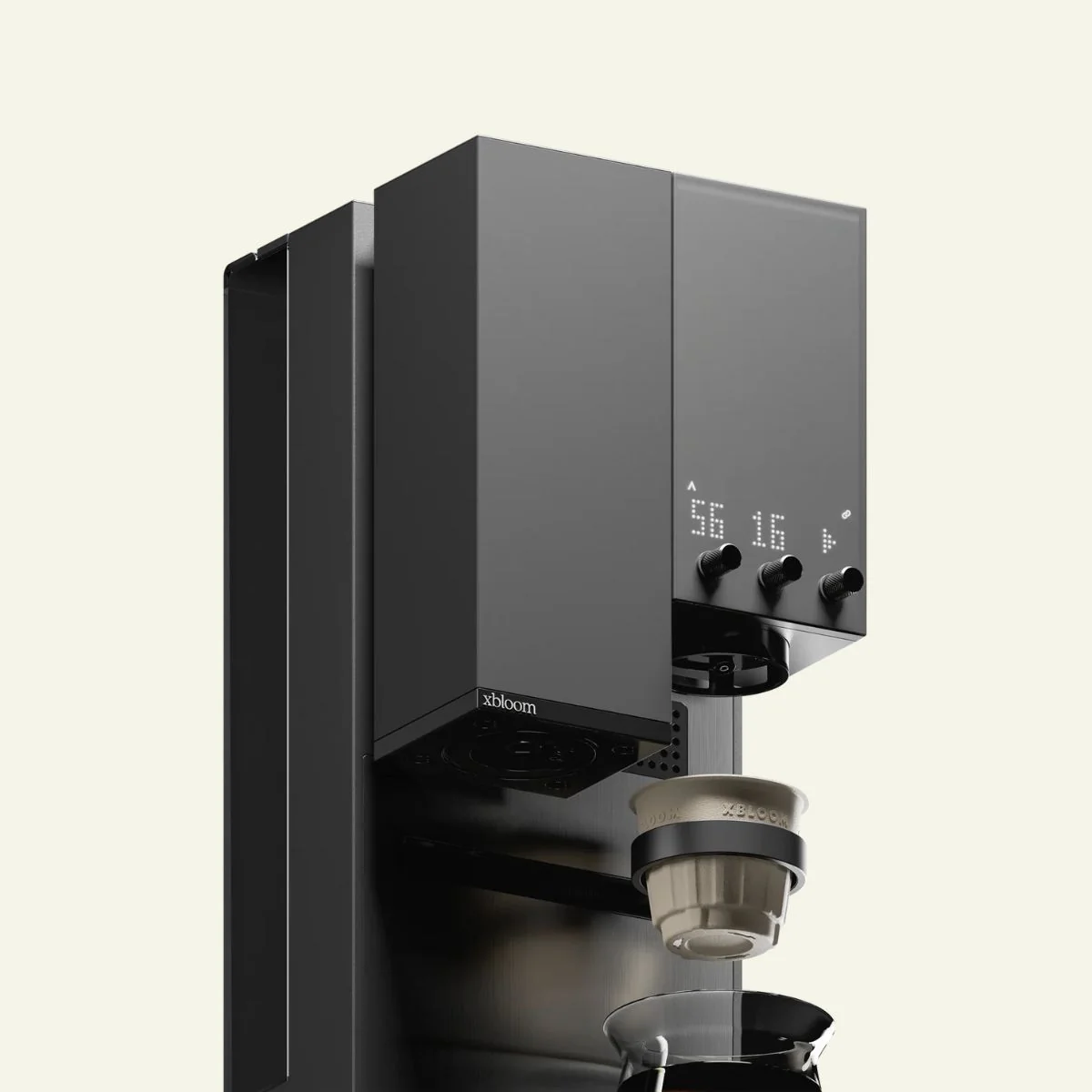 Close-up of the xBloom brewer and brew pod