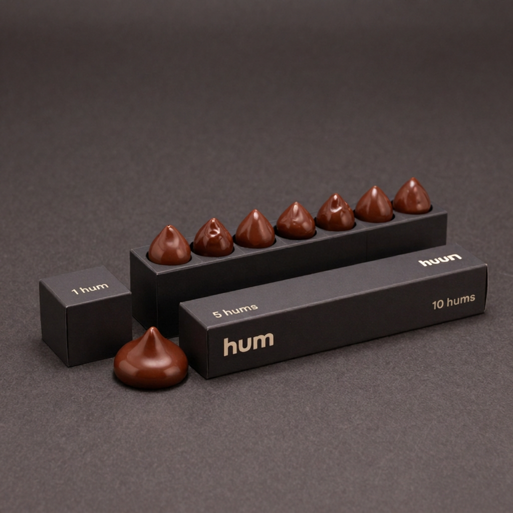 HUM drinking cacao in its packaging